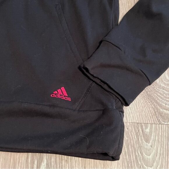 Y2K Adidas Black Pink Fleece Sweatshirt Hoodie L - Picture 4 of 8